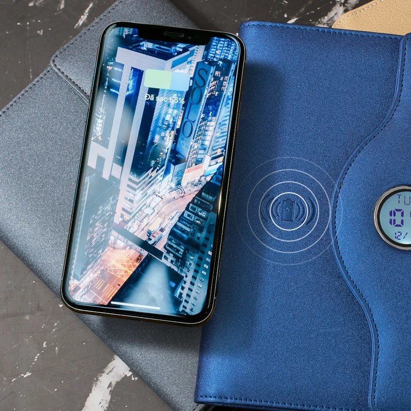 다기능 화면 표시기 커버 포함 Pu 가죽 모바일 전원 노트북 정리함, 12000mah