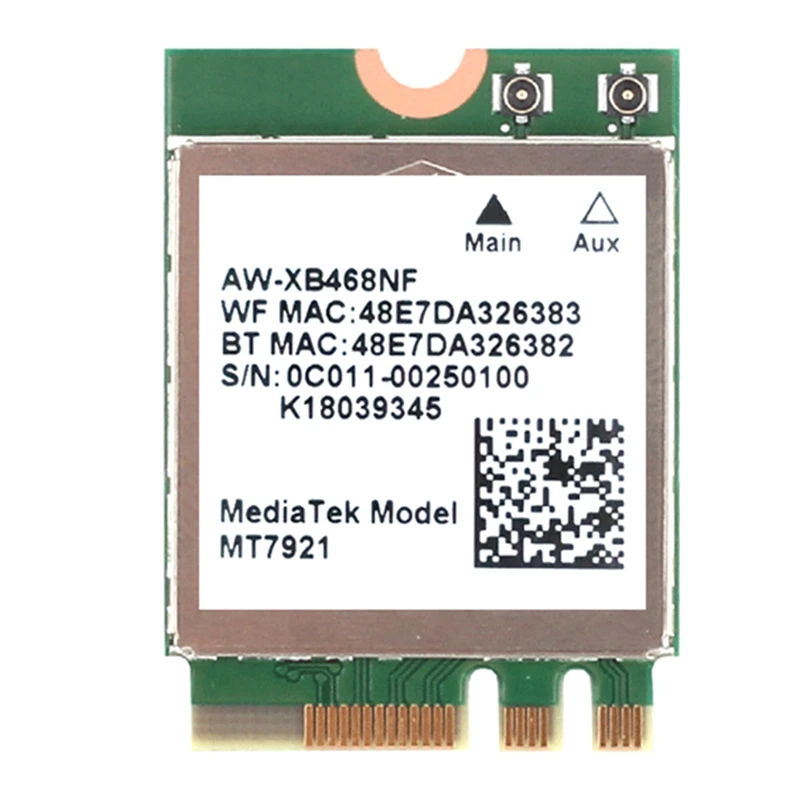 

Сетевая карта MT7921 WIFI6, 2,4 ГГц, зеленая, 1 шт.