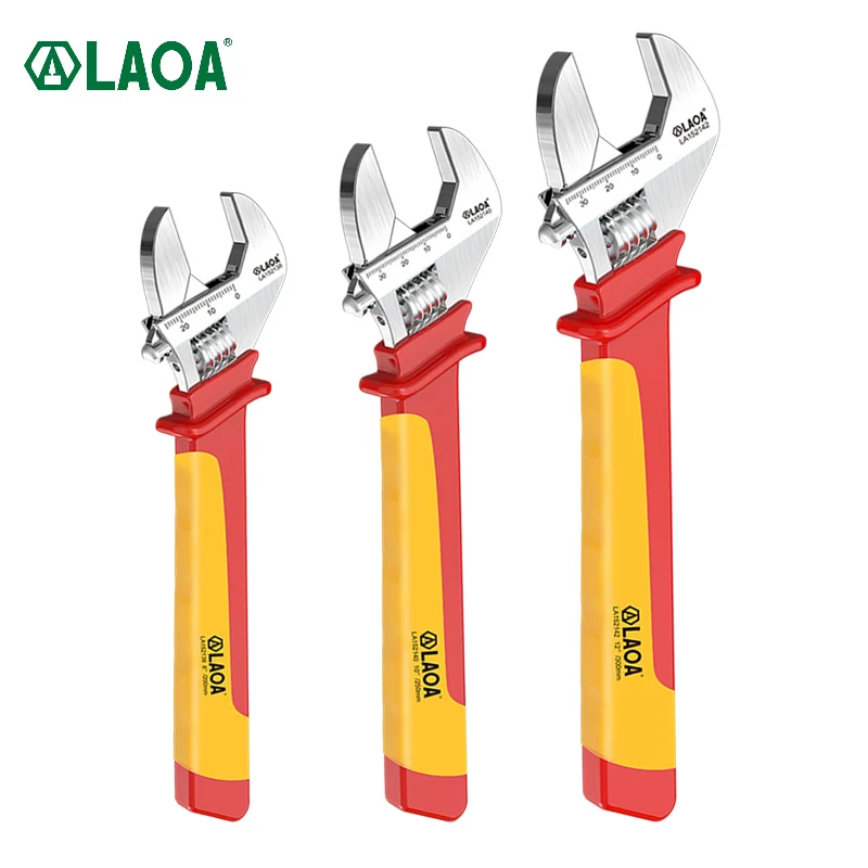 

LAOA VDE 8"/10"/12" 1000V Insulated Adjustable Wrench Universal Spanner Electrician Maintenance Handle Cover Hand Repair Tools