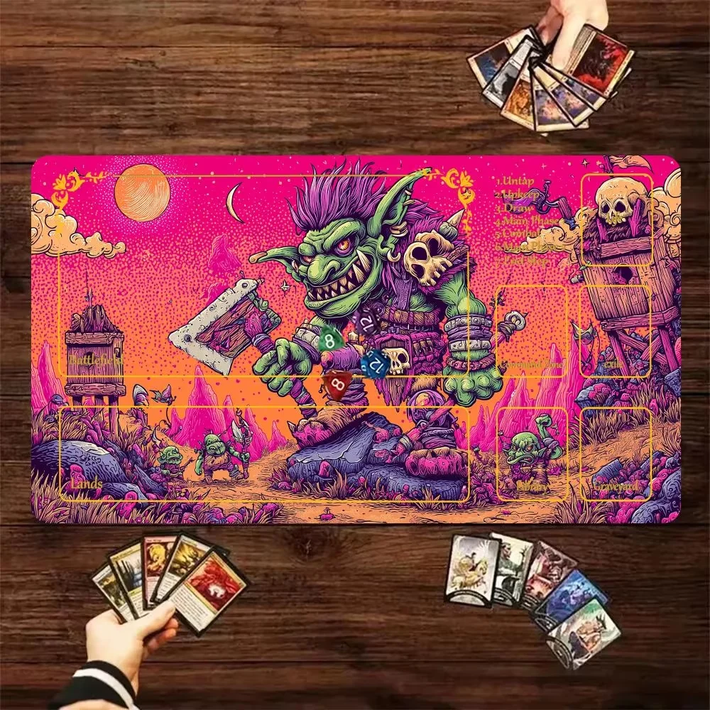 Dragon-Themed Durable Playmat with Stitched Edges - Anti-Slip Desk Mat (35x60cm)