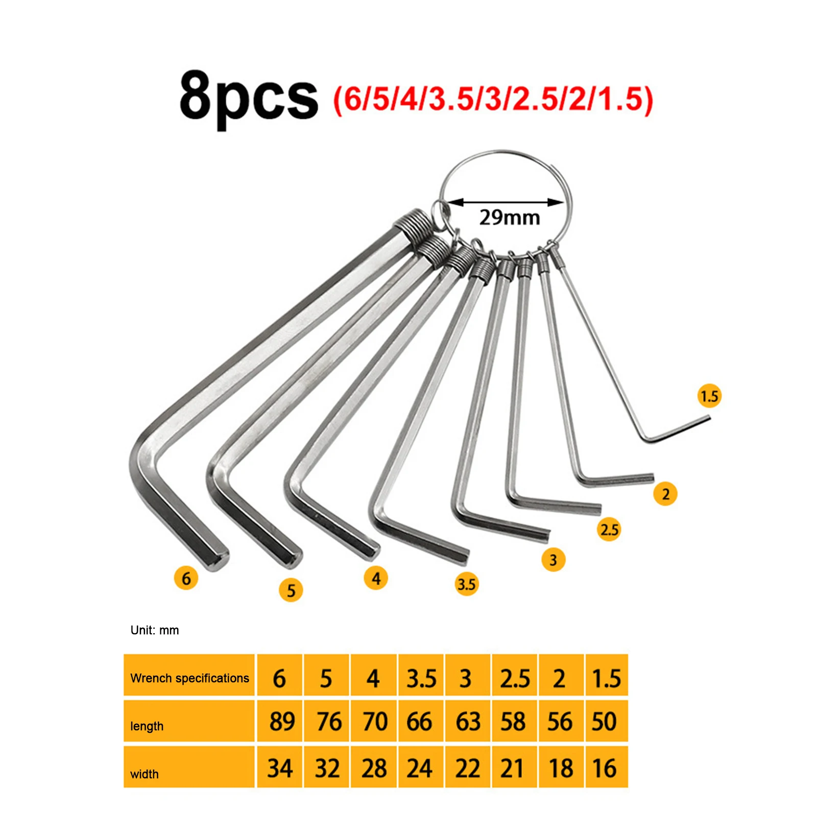 8 Stuks 10 Stuks 0.5-10Mm Mini Zeshoek Zeskant Inbussleutelhanger Set Sleutel Schroevendraaier Kit Gelegeerd Staal Gereedschap