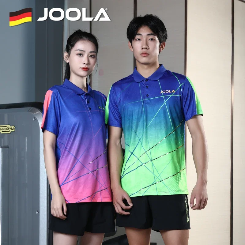 JOOLA professional table tennis uniform short sleeved men's and women's sports T-shirt moisture wicking competition gold plating