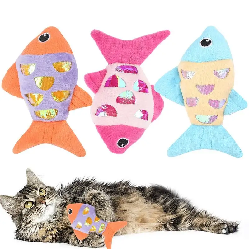 

Cat Fish Toy Plush Fish Shape Interactive Cat Toy Catnip Toys 3PCS Cute Catnip Toys Cat Teaser Toys With Sound For Kitten Teeth