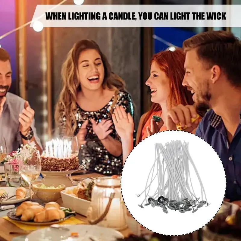 50pcs/set 40 Strands Candle Wicks Soy Wax Core Woven Cotton Core Kerosene Lamp Wax Line DIY Candles Making Wicks 8/10/15 20CM