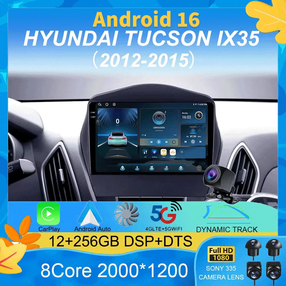 For HYUNDAI TUCSON IX35 8Core 4G WIFI Android 16 Car Multimedia Stereo Car DVD Player Navigation GPS Radio