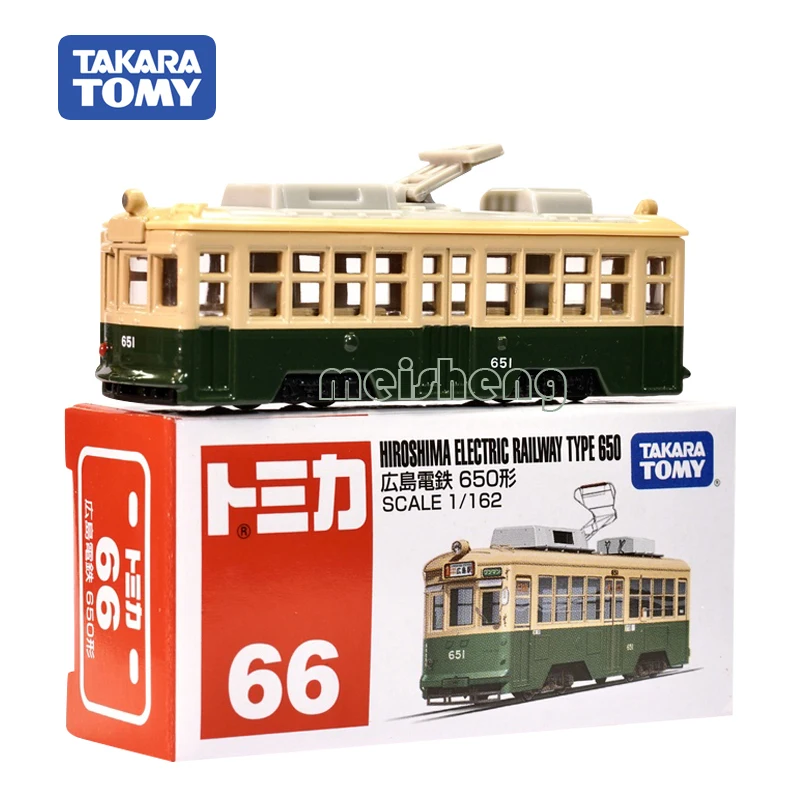 TAKARA TOMY TOMICA Scale 1/162 Hiroshima Electric Railway Type 650 66 Alloy Diecast Metal Model Vehicle Toys Gifts Collections takara tomy tomica scale 1 65 toyota camry sprots subaru wrx s4 sti alloy diecast metal car model vehicle toys gifts collections