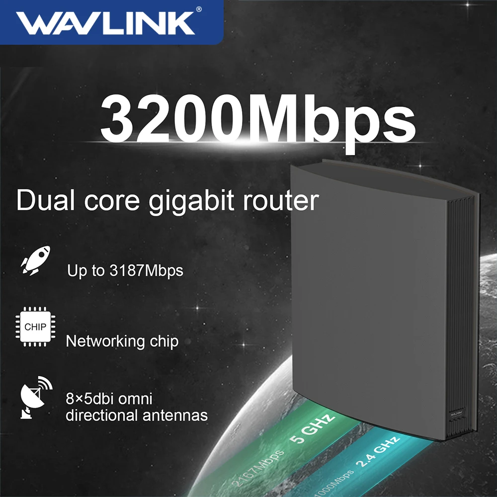 Wavlink-インテリジェントwifiルーターac3200,デュアルバンド,5g,MU-MIMOギガビット,ワイヤレス,繰り返し,最大3200  mbps 8*5dBiアンテナ AliExpress