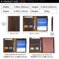 Vintage Crazy Horse Leather Notebook Portfolio For iPad Mini Case A5 Book Travel File Folder Office School Stationery Supply 5