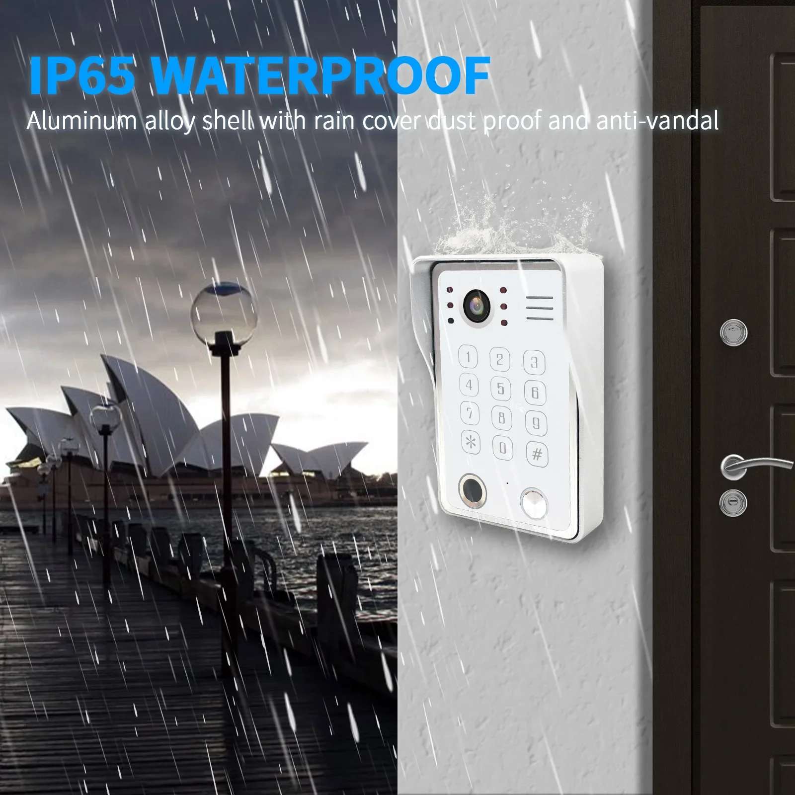 ANJIELO Fingerprint 5in1 Unlock Doorbell Video Intercom System for Home Visual D