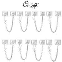 Fashion Chain Letter Elastic Charm Italian Links Fit 9mm Stainless Steel Modular Bracelet Making Women DIY Jewelry 1