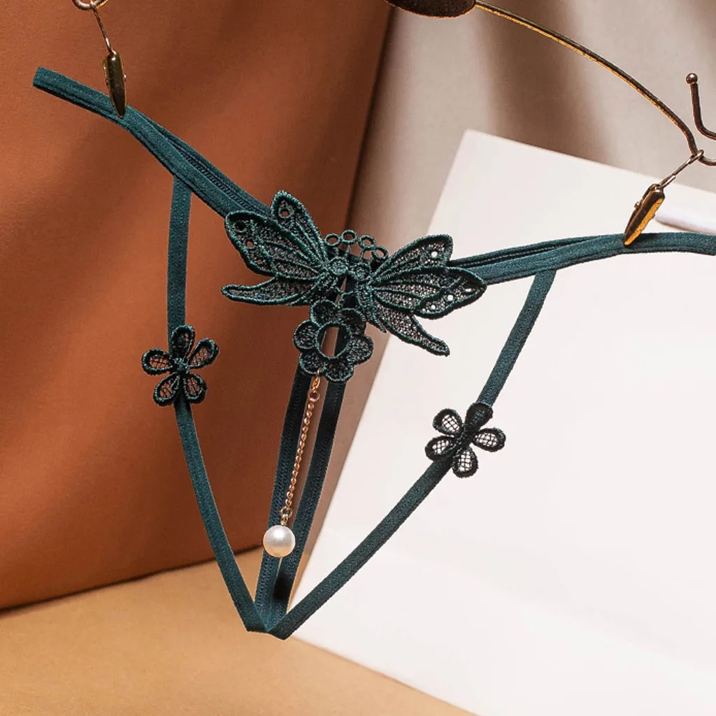 Sexy Lace Panties Open Briefs Lingerie Women'S Panties Crotch Opening Transparent G-Strings Thongs Solid Bowknot Underwear