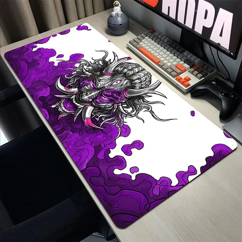 Japonês Oni Mouse Pad hd Print Deskmat Teclado Gamer Mousepad Borracha Computer Table Mats xl 900x400 Acessórios - Imagem 5