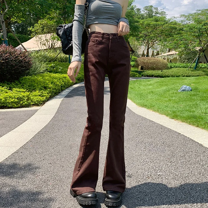 

Black Bell bottom Jeans Spring Autumn Women Fashion Slim High Waist blue Wide Leg Jeans Woman Casual Skinny Boot-cut Denim Pants