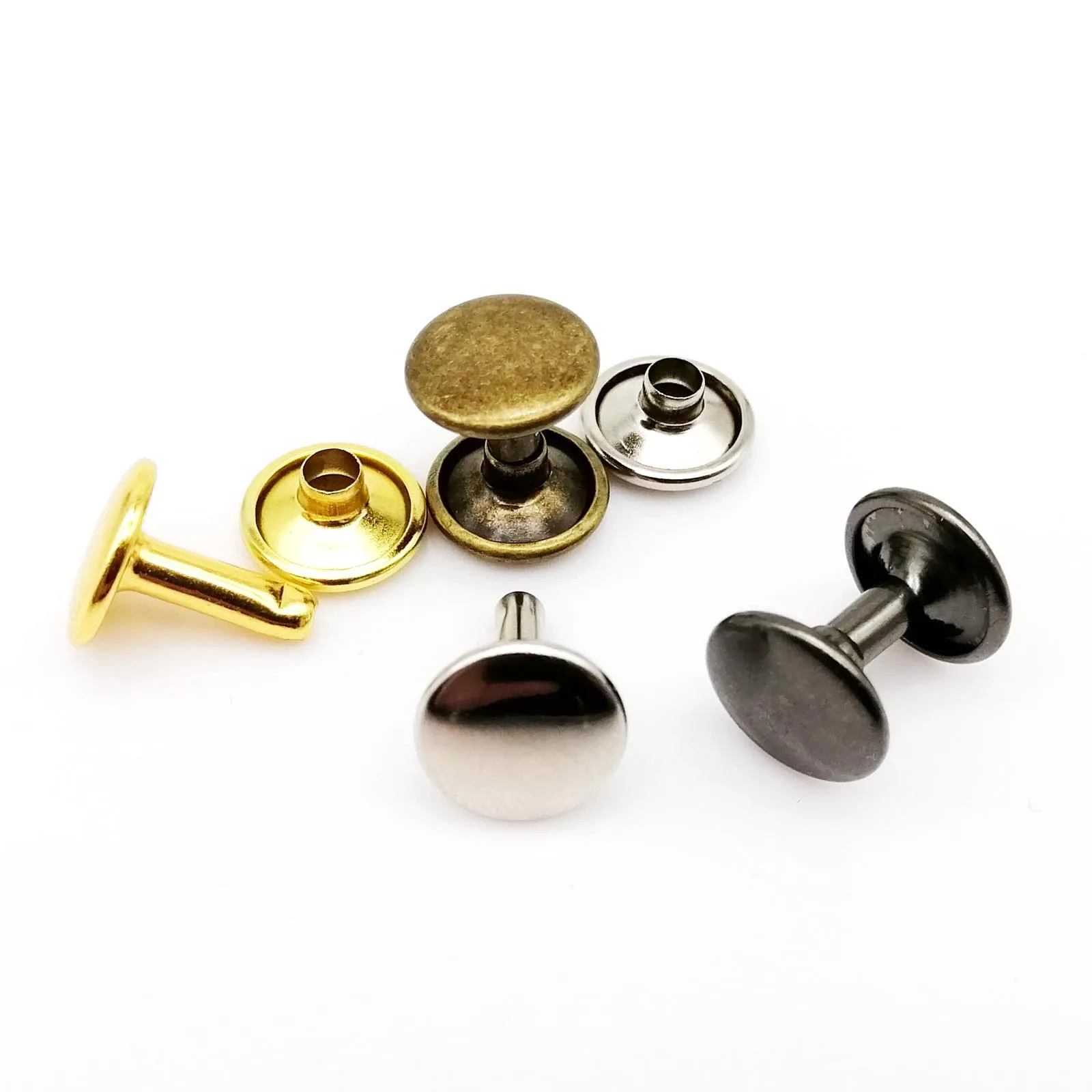 50-Pack High-Quality Metal Double Cap Round Rivets with Tool - Ideal for Leatherwork and Crafting