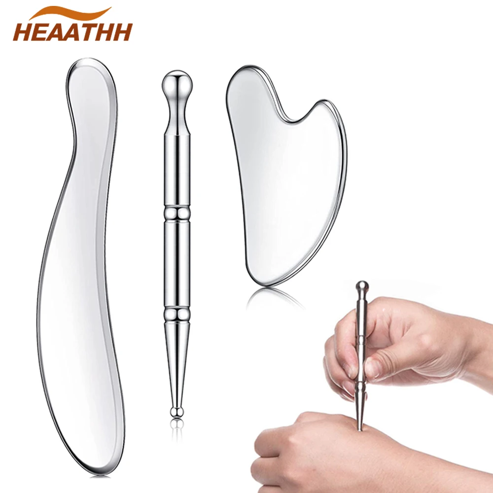 Stainless Steel Muscle Deep Tissue Scraping Massage Tools Beauty Acupuncture Pen Back Scraper Massager Body Face Relaxing