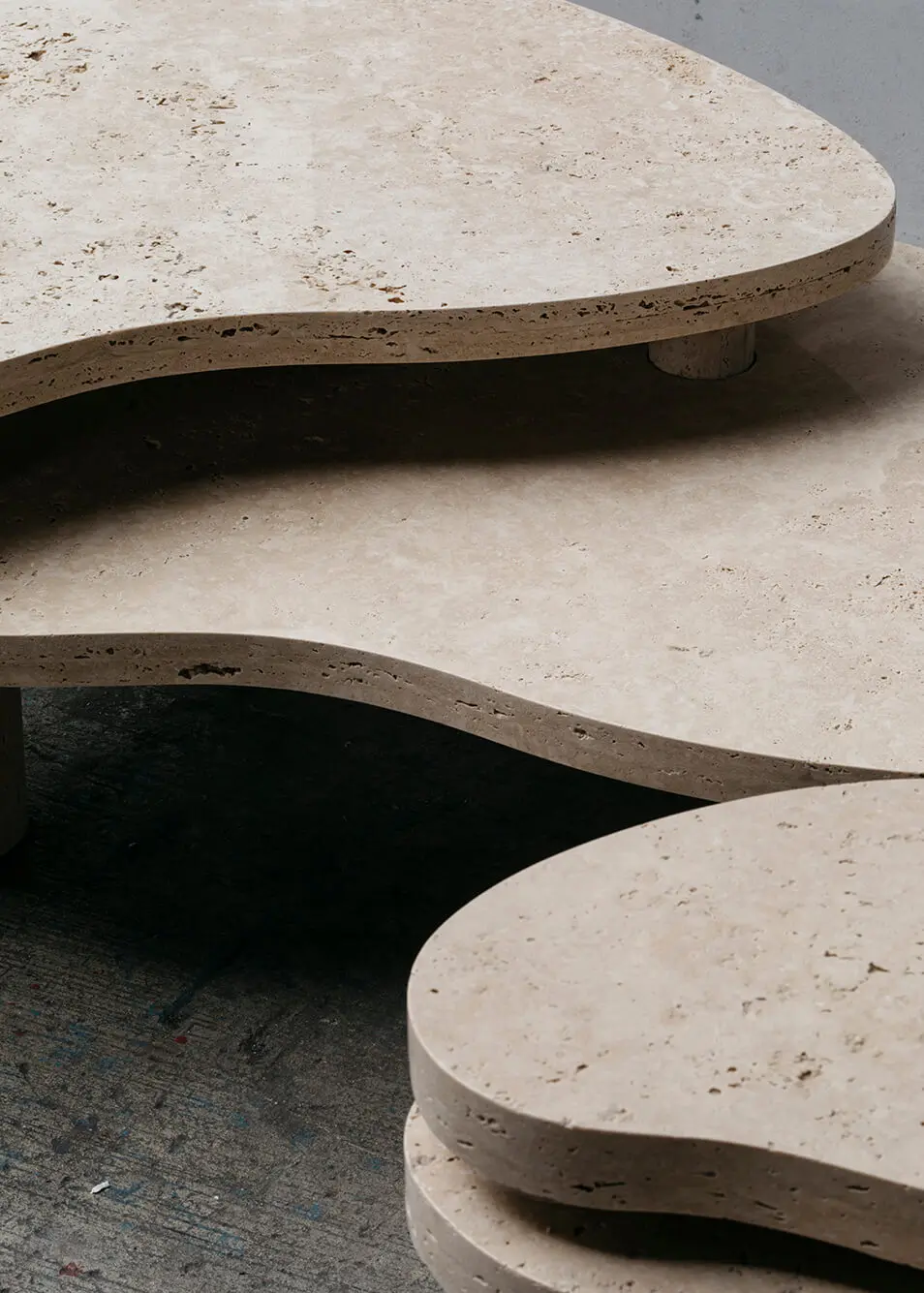 SHIHUI Modern Luxury Marble Coffee Table Base Travertine Sitting Room Tea Cafe Set Nesting