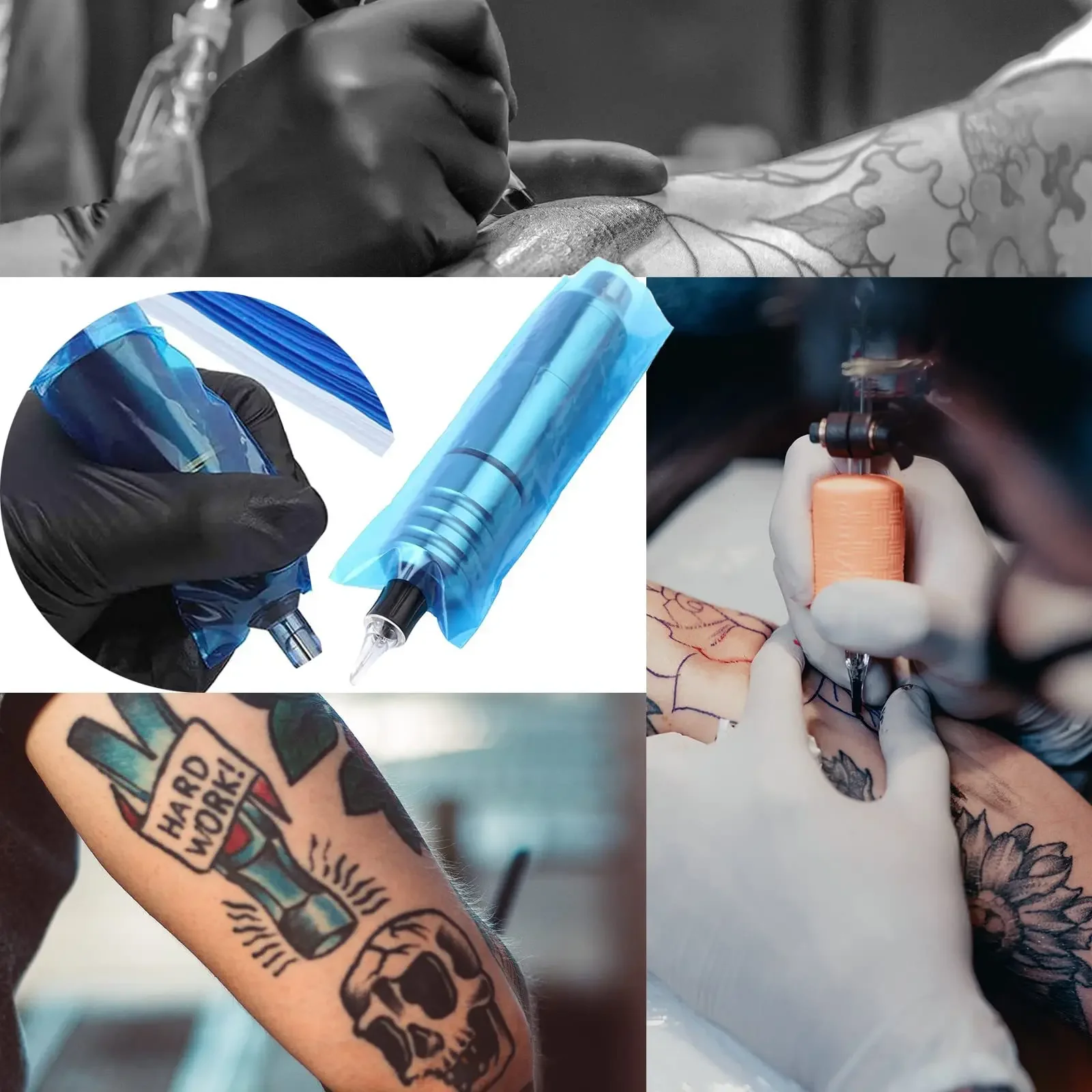 Tattoo Supplies 200pcs Tattoo Cartridge Filter Pen Clip Sleeves Bags Disposable Tattoo Machine Cord Covers