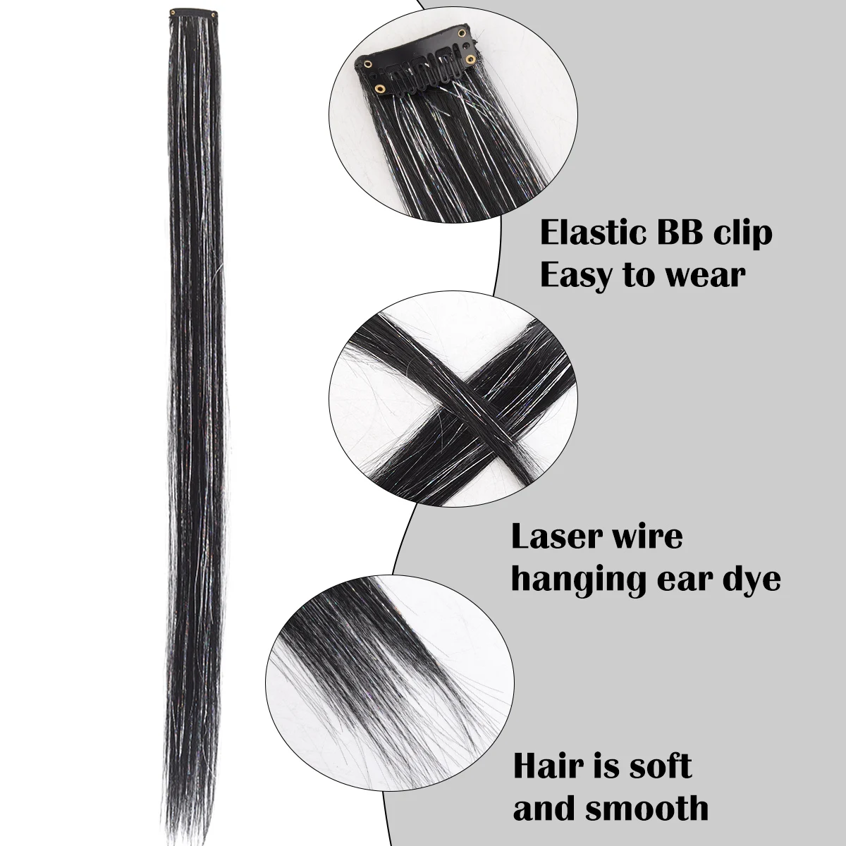 24-inch synthetic hanging ear dye hair extension piece wig women highlight long straight hair wig piece