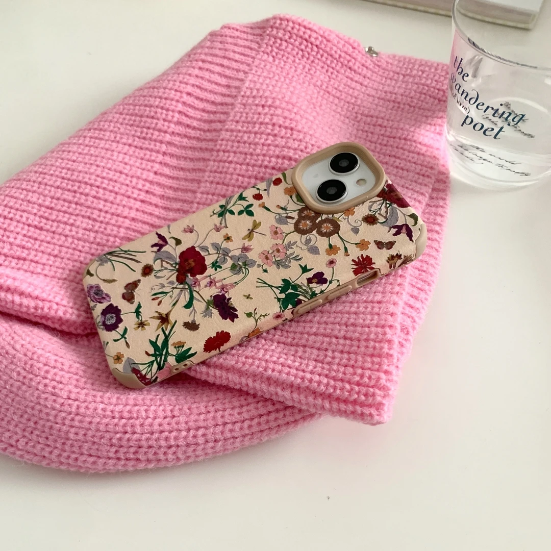 Vintage Flowers Leather Phone Case For iPhone