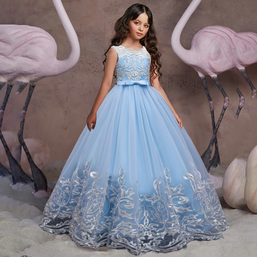 Kid Girl Sleeveless Beading Big Bowknot Mermaid Luxury Party Princess Ball  Gowns | eBay