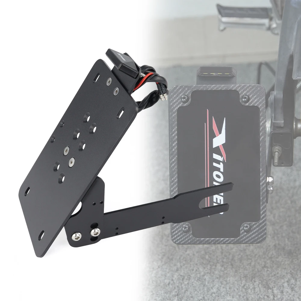 1 Set Universal Side Mount Motorcycle Registration Number License Plate Holder Bracket With LED Light Fender Eliminator