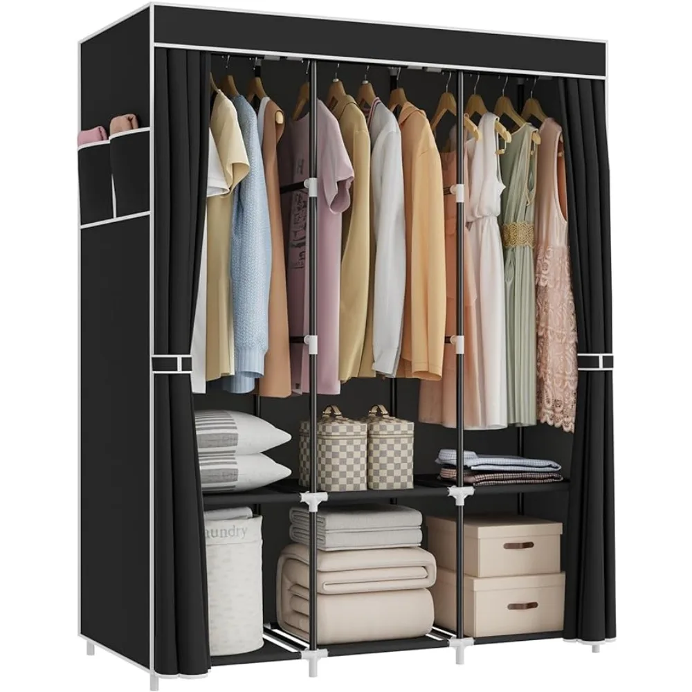 Cabinet, bedroom wardrobe storage box, with storage rack, hanging rod, non-woven cover, portable wardrobe