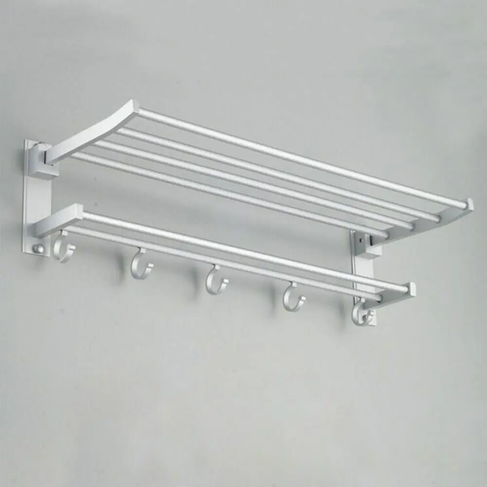 Save Space Towel Rack Storage Easily Install Solid Color for Home Shower Rack Folding Hook for Home