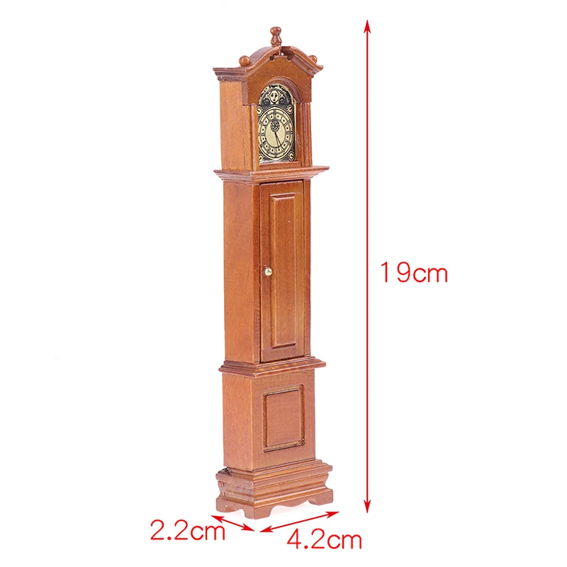 1:12 Dollhouse Miniature Wood Floor Clock Grandfather Clock Doll Furniture Model