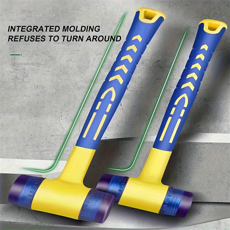 1 Double Headed Installation Hammer 25mm Rubber Hammer with Rubber Handle Detachable Insulated Installation Hammer