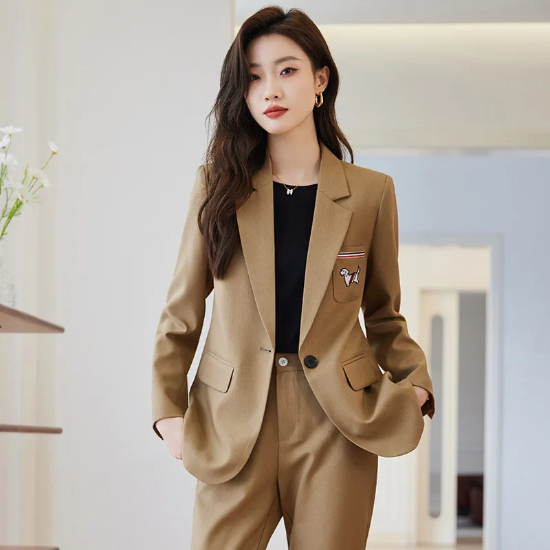 

Khaki Suit Women's Spring and Autumn Fashionable Stylish Business Wear Elegant Formal Clothes High-End Leisure Suit Work Clothes