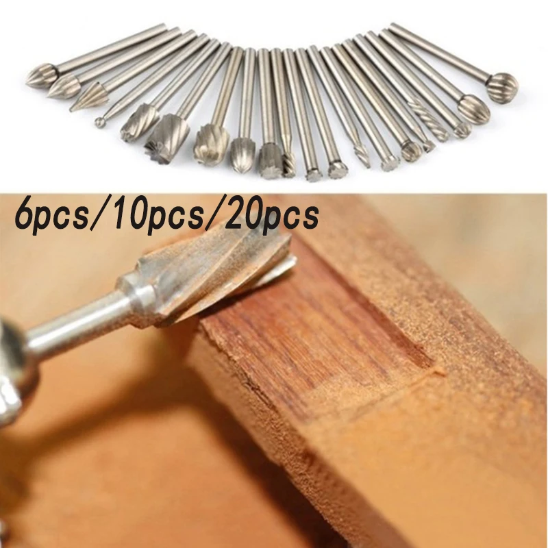 

20Pcs 1/8 HSS Routing Router Drill Bits Set for Dremel Carbide Rotary Burrs Tools Wood Stone Metal Root Carving Milling Cutter