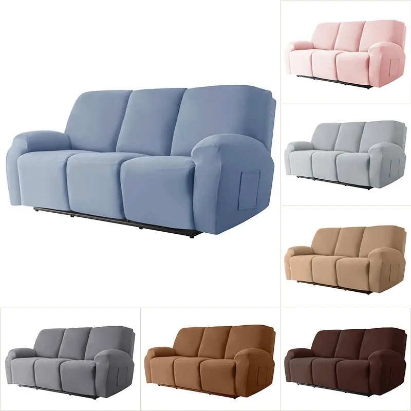 Waterproof Stretch Recliner Sofa Covers 1/2/3/4 Seats Solid Couch Covers Sofa SlipCover Protector Recliner Chair Covers For Home 6