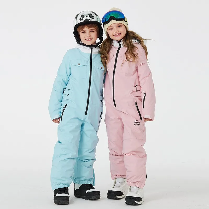 Ropa Nieve Ni&ntilde;os Children's One-Piece Ski Suit Boys and Girls Winter Outdoors Waterproof Warm Thickened Single and Double Board