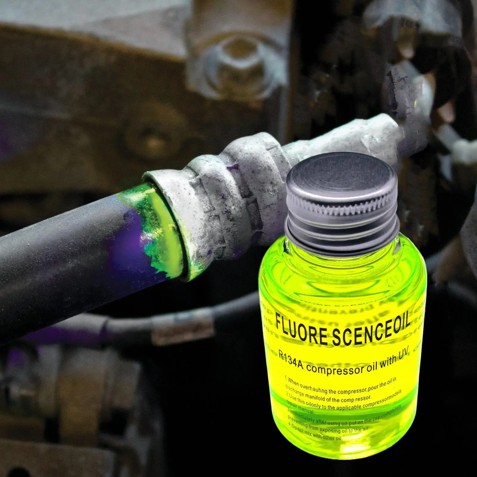 Leak Detection Oils Fluorescent for Car Air Conditioning Refrigerant Leak Detector Agent Long Lasting Detection Agent for Truck
