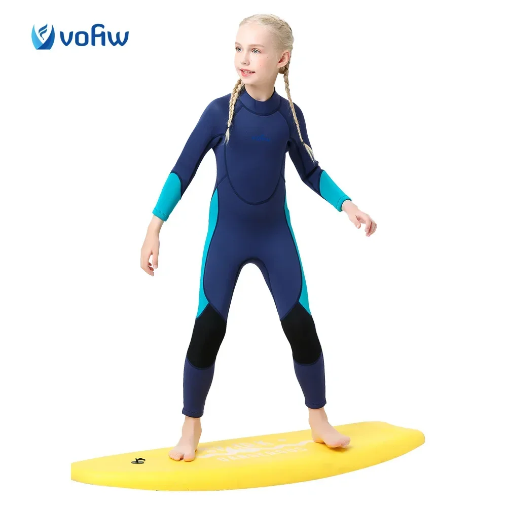 Vofiw 3mm Neoprene Children's Diving Suit Long Sleeve Swimsuit One Piece Sun Protection Swimming Surfing Anti-Jellyfish Wetsuit