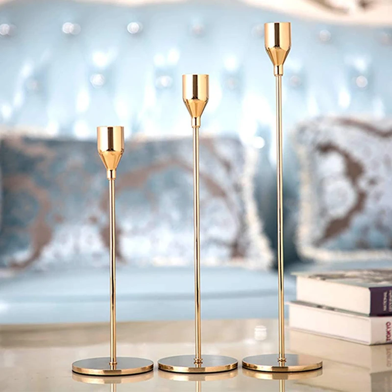 European Metal Candle Holder Candlestick Candelabra Vintage Wedding Decoration Home Living Room Decor candle holders