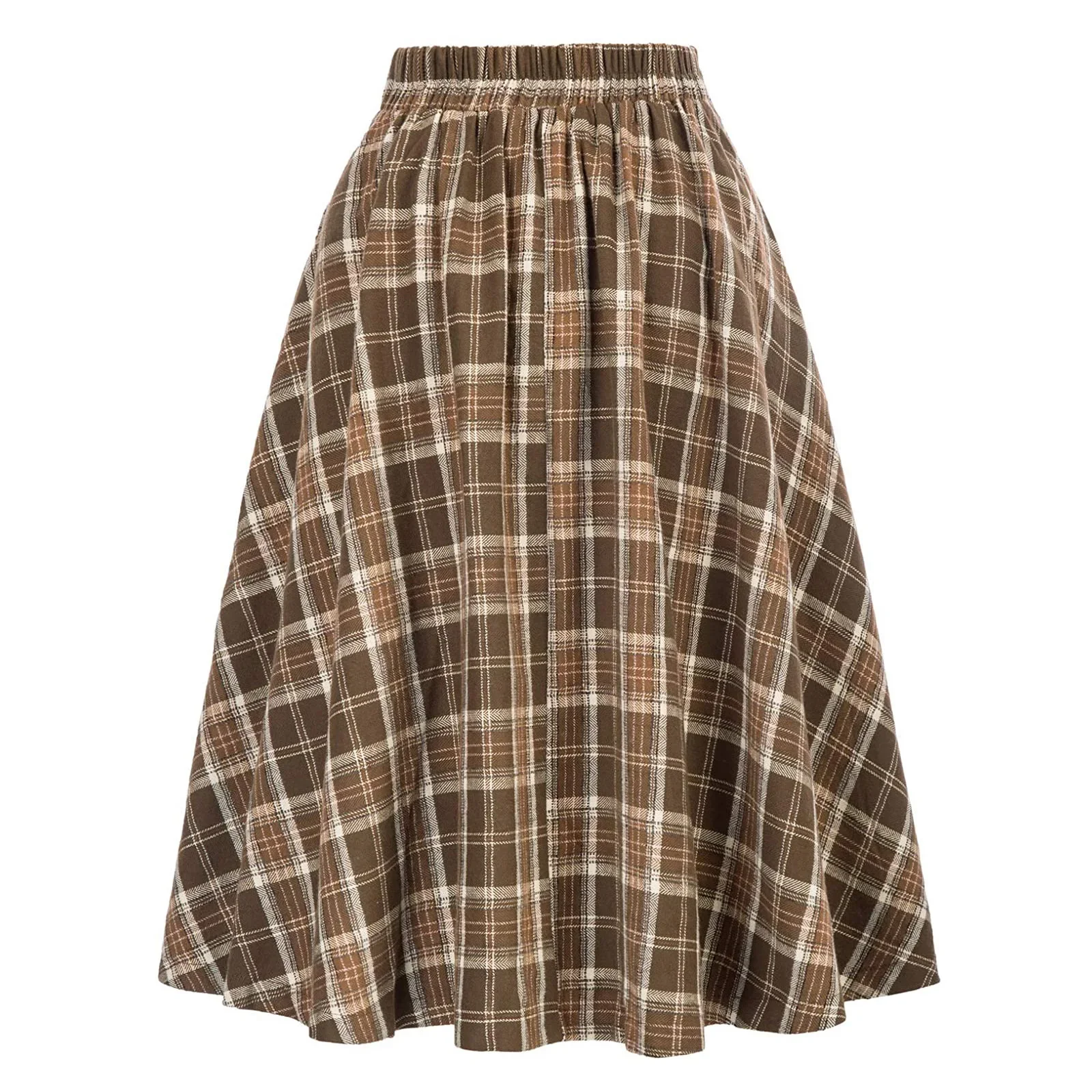 Autumn New Skirt A Line Swing Buttons Long Midi Vintage Skirt Red Green High Waist Plaid Skirts for Women Jupe 2026