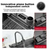 Left Drainage Kitchen Sink Single Bowl Kitchen Sinks Flying Rain Digital Display Waterfall Sink with Pull Down Sprayhead Faucet 5