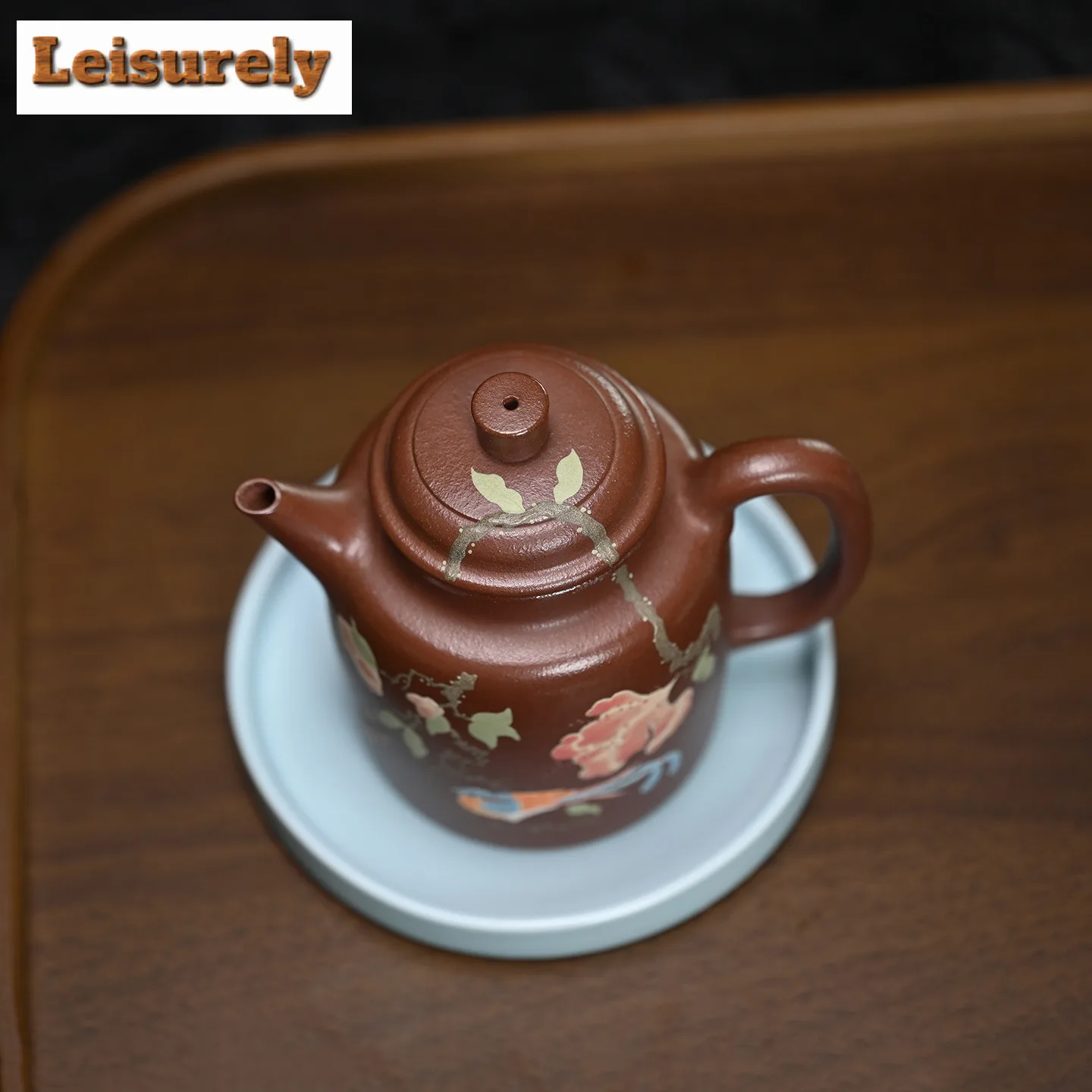300ml High-end Yixing Purple Clay Teapots Handmade Colored Drawing De Zhong Pot Raw Ore Di Cao Qing Mud Kettle Zisha Tea Set Cha