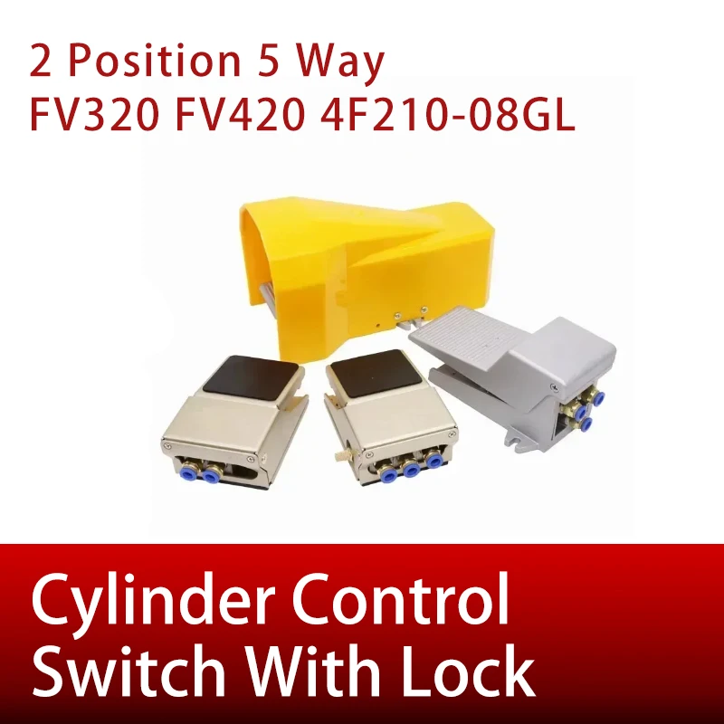 FV320 FV420 4F210-08GL With Lock Cylinder Control Switch 2 Position 5 Way Air Pneumatic Foot Pedal Reversing Valve
