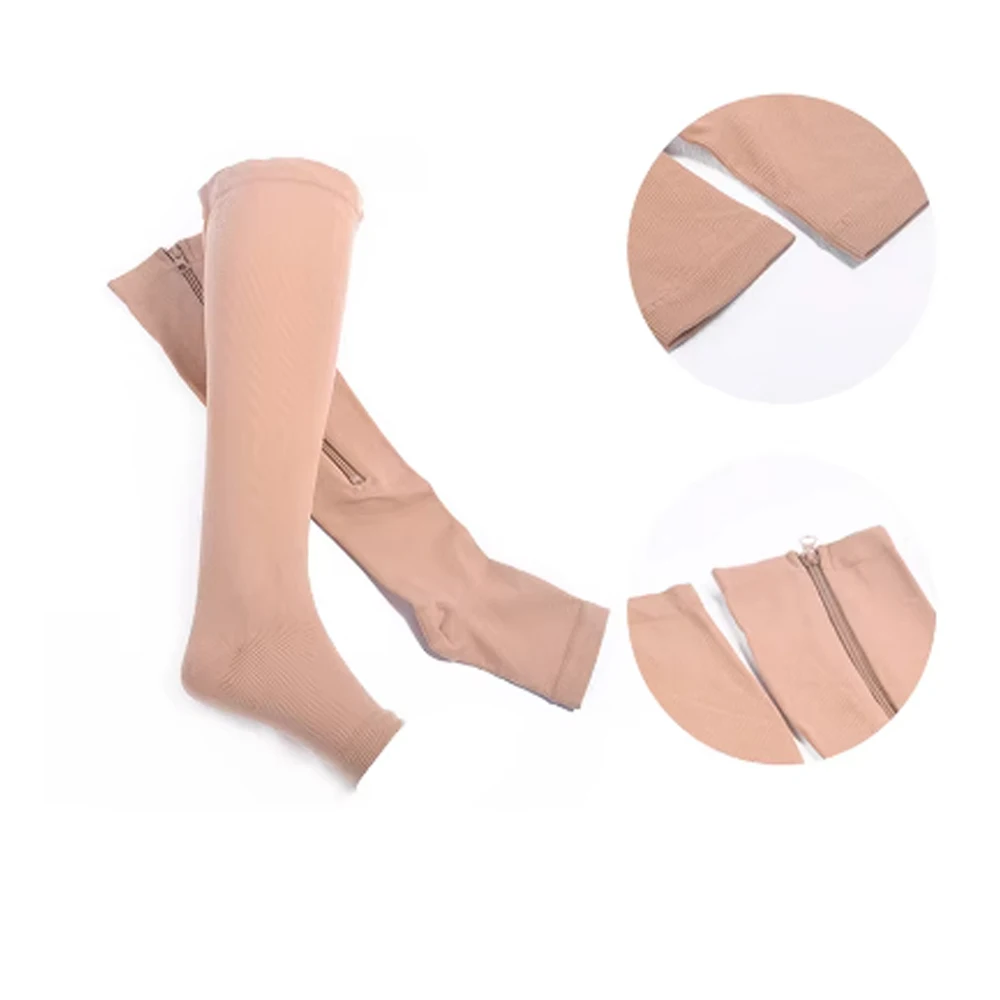 Compression Socks Sports Pressure Long Cycling Socks Zipper Professional Leg Support Thick Women Varicose Vein Socks