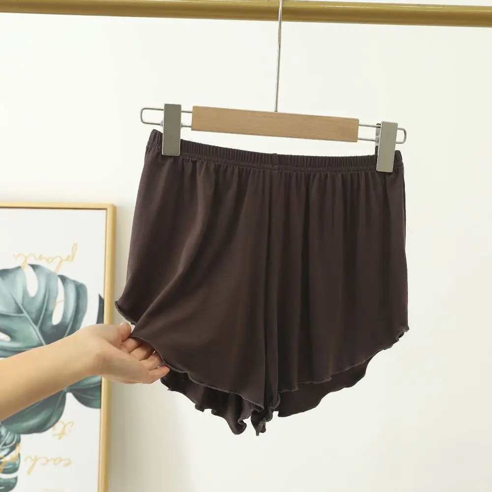 Women Modal Sleep Bottoms Comfortable Female Solid Color Pajama Shorts With Ruffles Hem Summer Thin Casual Loose Home Clothes_ecoleips.com