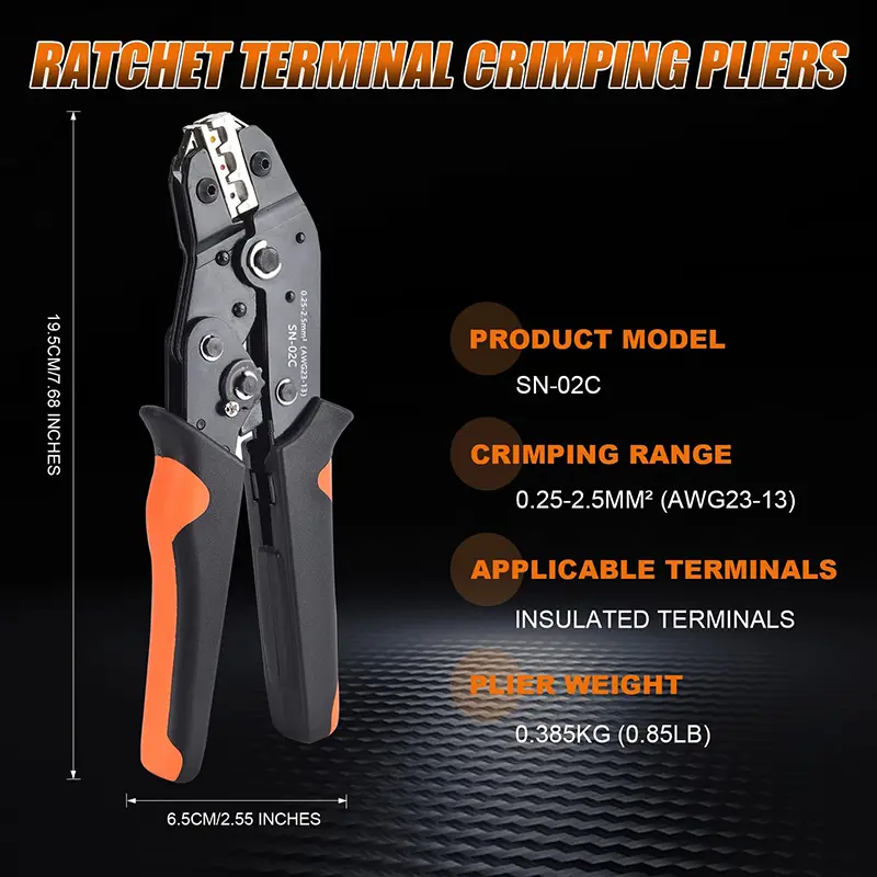 Assorted Spade Terminals Insulated Cable Connector Electrical Wire Crimp Butt Ring Fork Set Ring Lugs Rolled Crimping tool Kit image 2