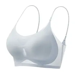 Ultra - Thin Ice Silk Seamless Padded Bra for Women - Elegant Sleep and Lounge Top (Blue)