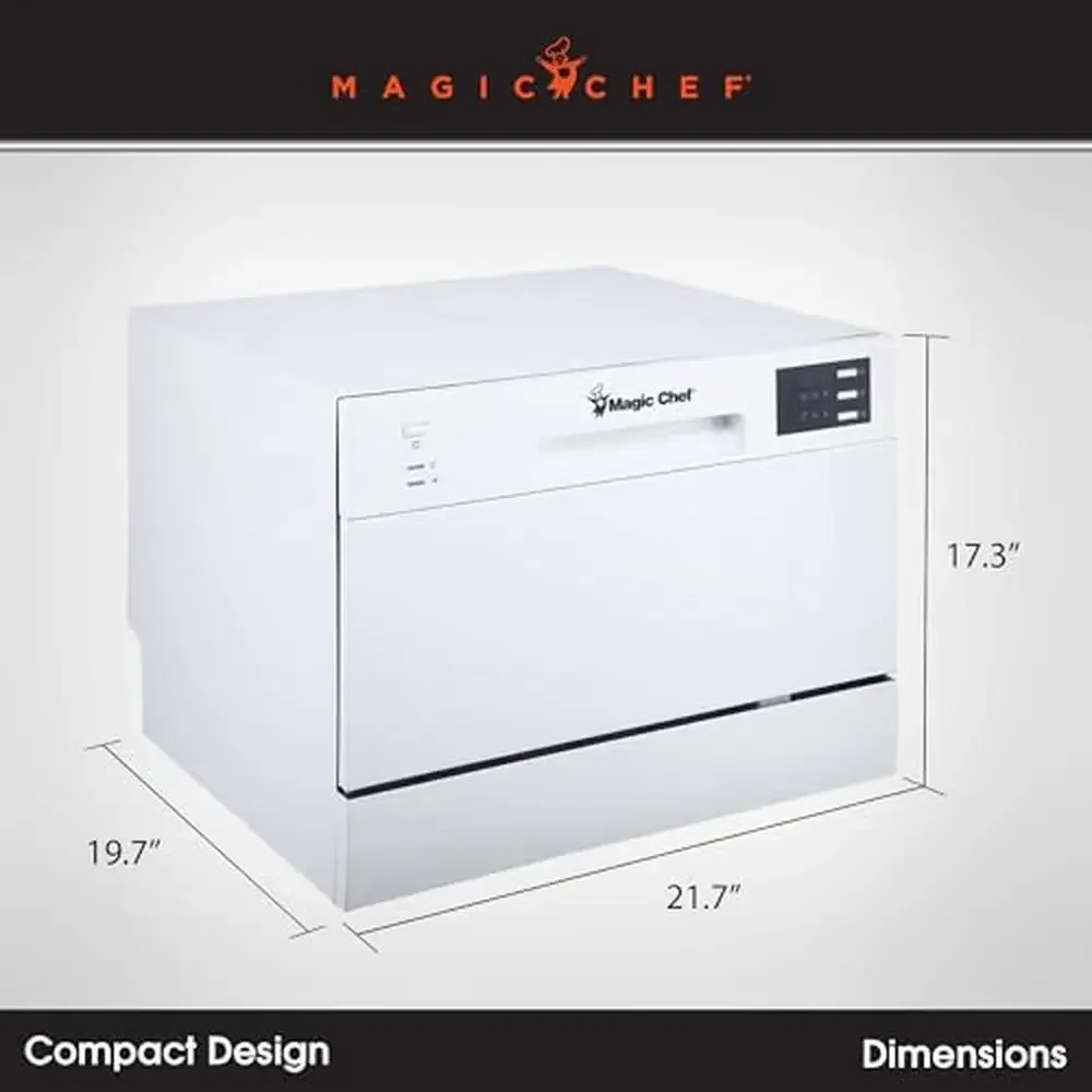 Energy Star Countertop Dishwasher 6 Plate Wash Programs White EZ Clean Filter Stainless Steel Interior Residual Drying Quick 2