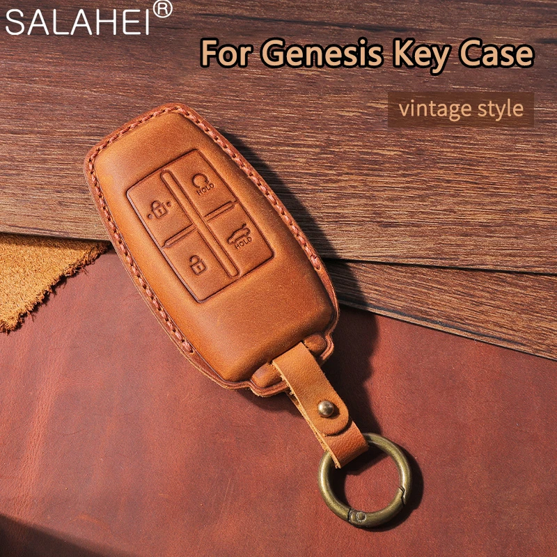 

4 Buttons Car Key Case Full Cover Remote Shell Holder For Hyundai Genesis G80 GV70 GV80 2019 2020 2021 2022 Keychain Accessories