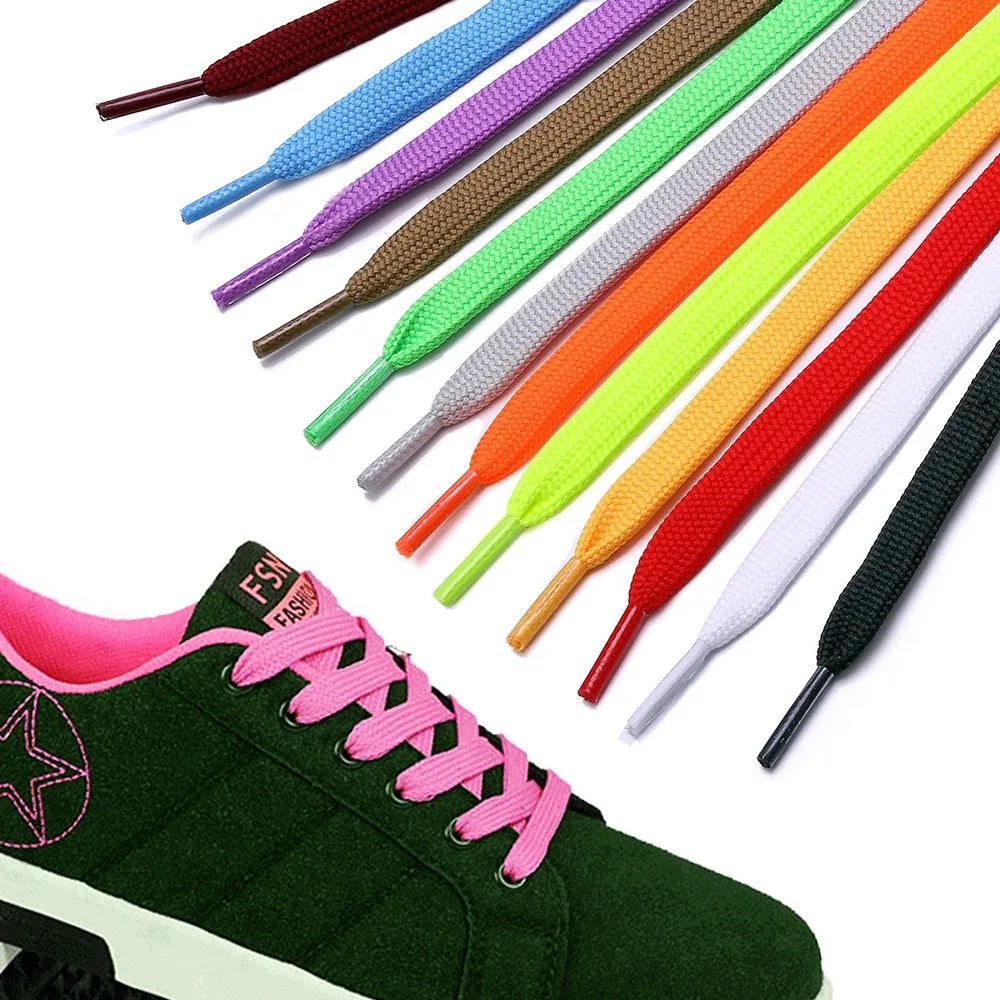 1Pair Flat Classic Thicken Shoelaces Double Layer Flat Shoelaces for Sneakers Running Sports Basketball Casual Strings
