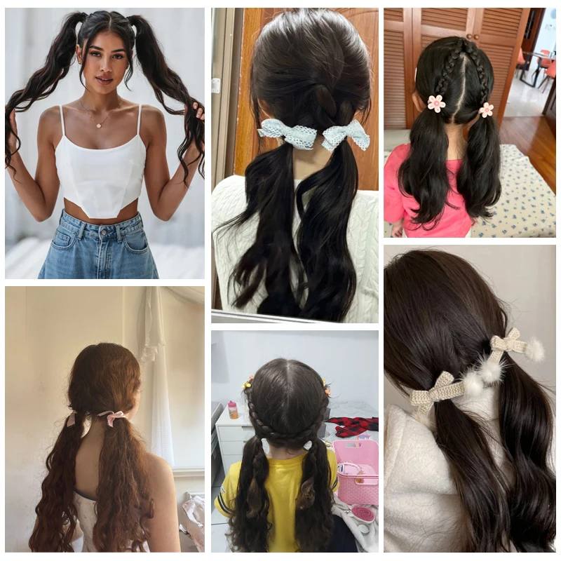 2 Pcs/set Wavy Hair Ponytail Extensions Wig Synthetic Wavy High-Layered Ponytail Hairpiece with Hair Tie for Women Daily Use