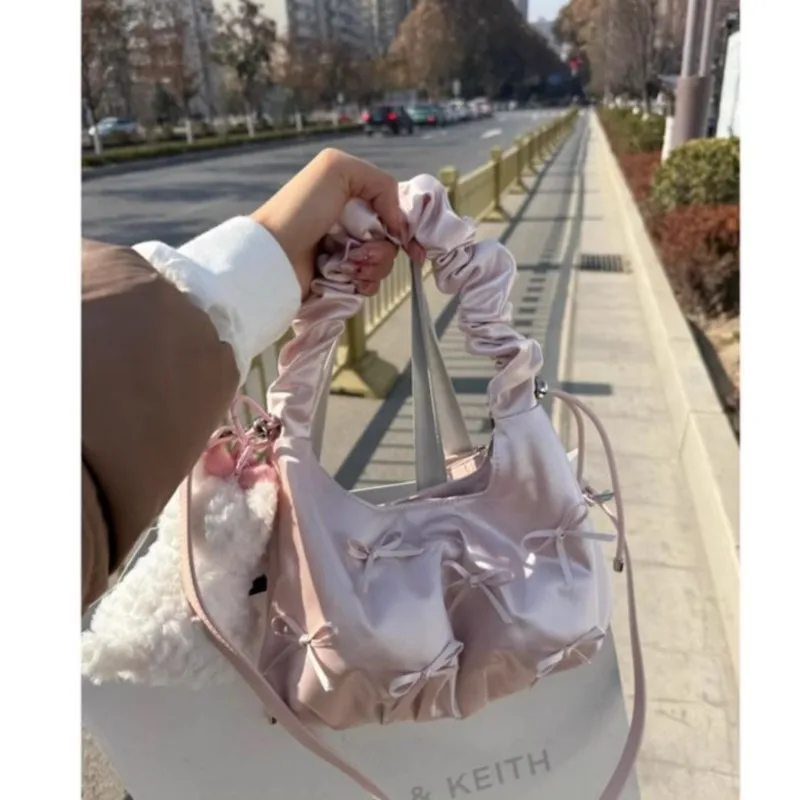 JIAERDI Sweet Cute Bow Y2k Crossbody Bags Women Hot Girls Ballet Style Handle Messenger Bag Ladies Fairy Core Hand Bag Aesthetic