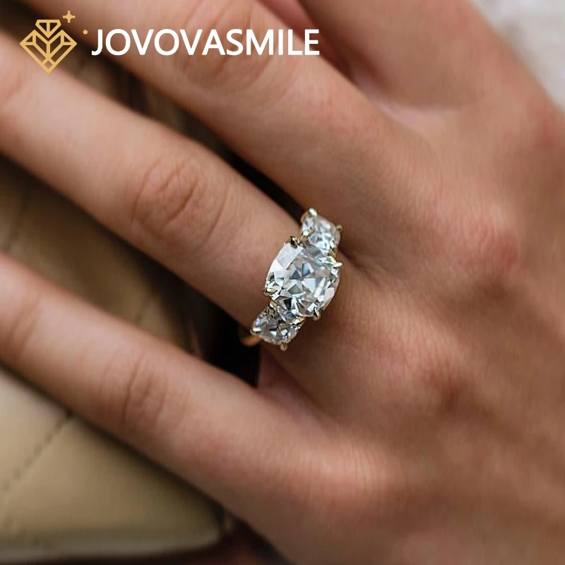 

JOVOVASMILE 4.2 Carat 9.5mm Old Mine Cut Side Moissanite 6*5mm old Mine Moissanite Diamond Ring with Certificate